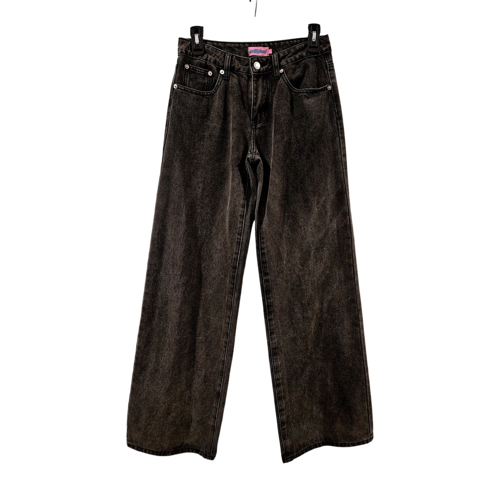 Edikted Wide Leg Jeans Washed Black Baggy Denim Size XS Streetwear Y2K Trendy